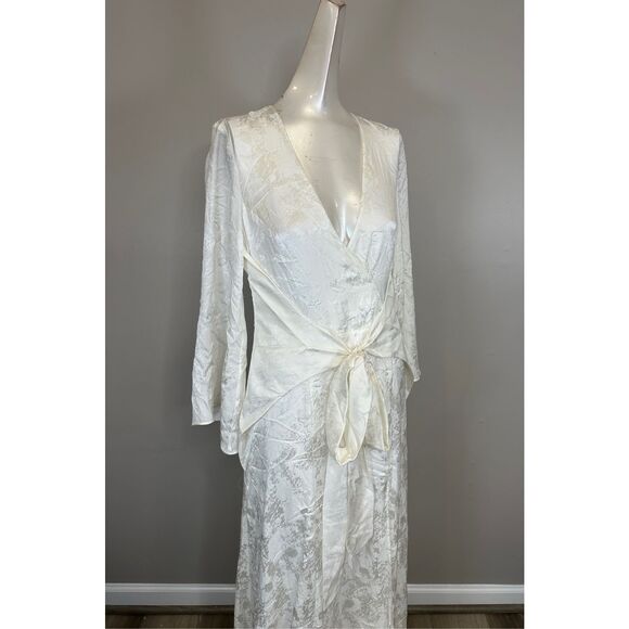 NWT Galvan London Silk Blend Jacquard Havana Maxi Wrap Dress White Size 4 $2,295 - Picture 11 of 13